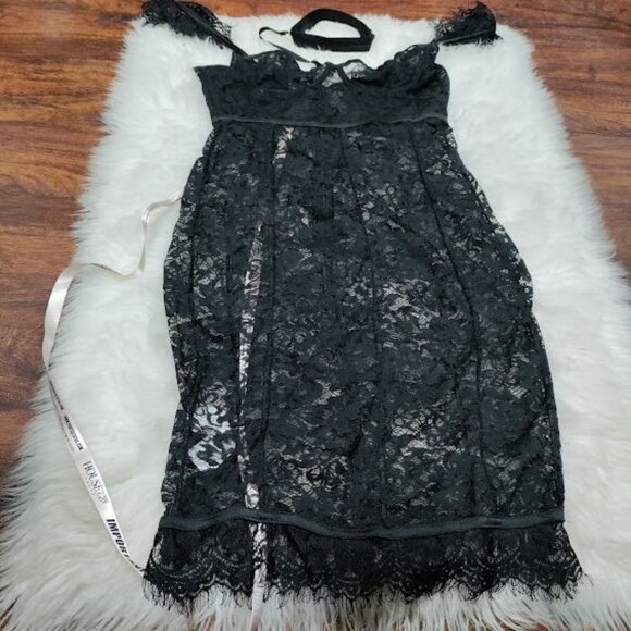 NWT House of CB Hermosa Black Lace Sheer Collar Dress Women's Size Large - Picture 13 of 13